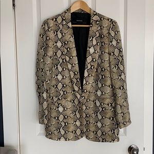 Zara snake print open front oversize blazer